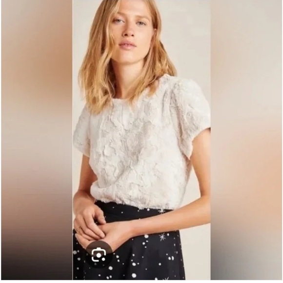 Anthropologie Faux Fur short sleeve top NWOT size Medium - Picture 7 of 7